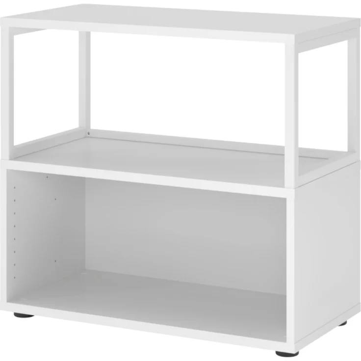 bümö flexi Regal mit werkzeuglosem Schnellaufbausystem, Dekor: weiß - Modulares Aktenregal 80 cm breit aus Holz für 2 Ordnerhöhen mit Threespine-Klicksystem, FW28RERG-W