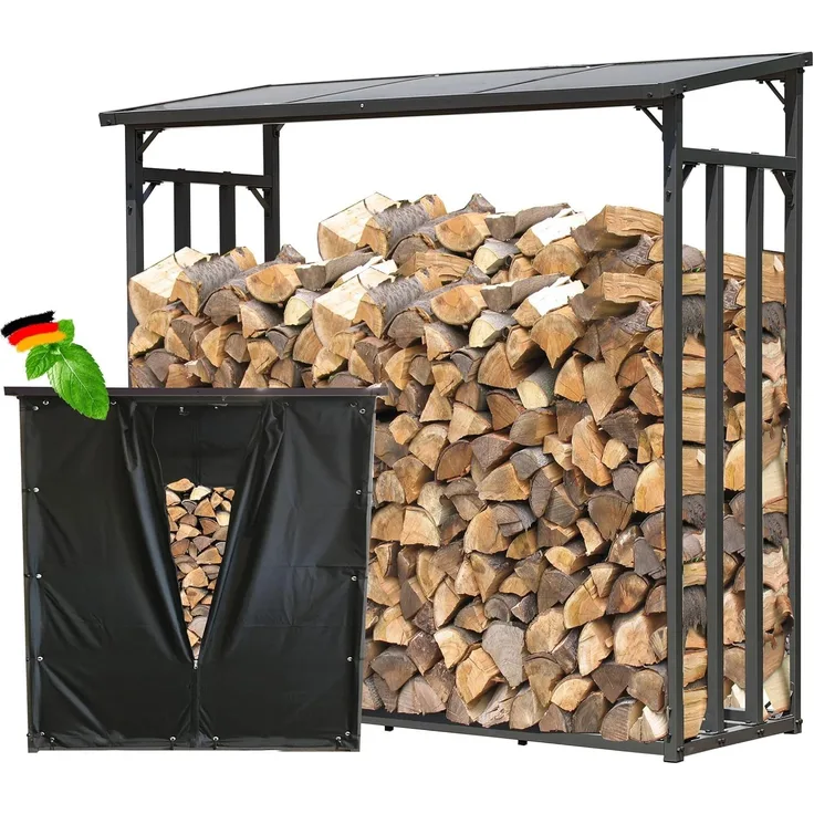 Quick Star Kaminholzregal Kaminholzregal 143x70x145 cm 1,4 m³ mit Wetterschutz, BxTxH:143x70x145 cm, Wetterschutz inklusive