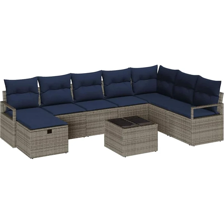 vidaXL Sofa Set 9 stk. Grau Poly-Rattan 3359244 – Bild 2