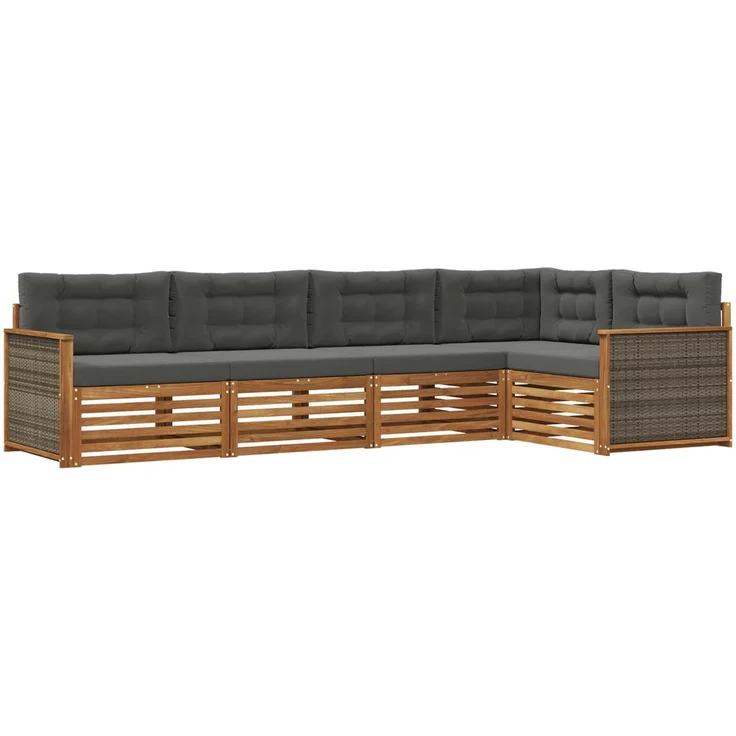 vidaXL Outdoor-Sofagarnitur 5 stk. Natur und Anthrazit 3383350 – Bild 2