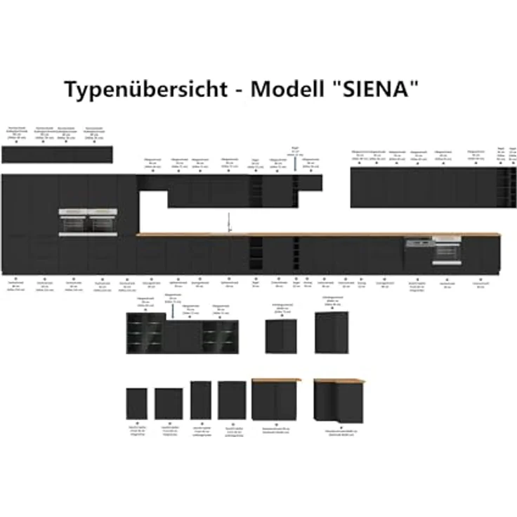 Küchen Eckunterschrank 105 cm SIENA Schwarz Küche Küchenzeile Küchenblock – Bild 4