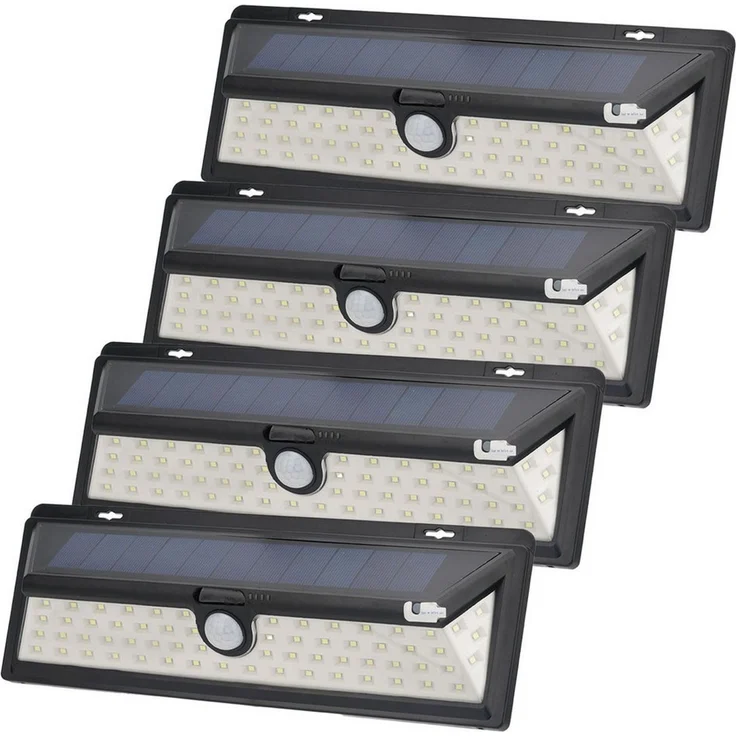 Casativo LED Außen-Wandleuchte Solar-Wandleuchte mit PIR-Sensor 66 LEDs 800 lm 13,2W IP44, LED fest integriert, 66 helle LEDs mit je 0,2 Watt (13,2 Watt gesamt), 3.600 mAh Akku/smarter Nachtlicht-Modus/LEDs mit Seitenlicht – Bild 1