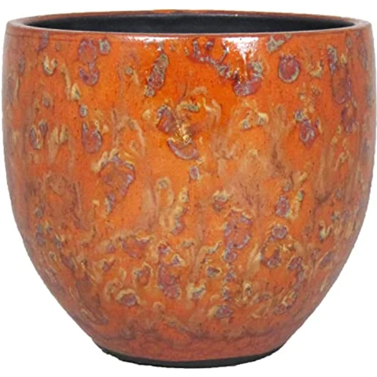 INNA-Glas Blumentopf Pflanzgefäßaus Keramik, gesprenkelt, orange-gelb, 13 cm, Ø 14 cm – Bild 2