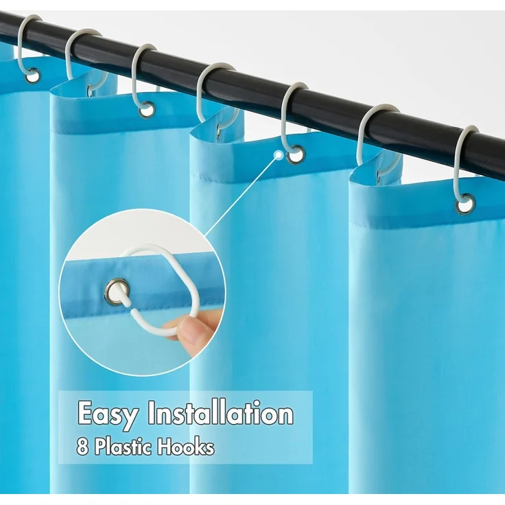 MIULEE Duschvorhang 120x180cm Hellblau Wasserdicht Anti-schimmel Textil – Bild 3