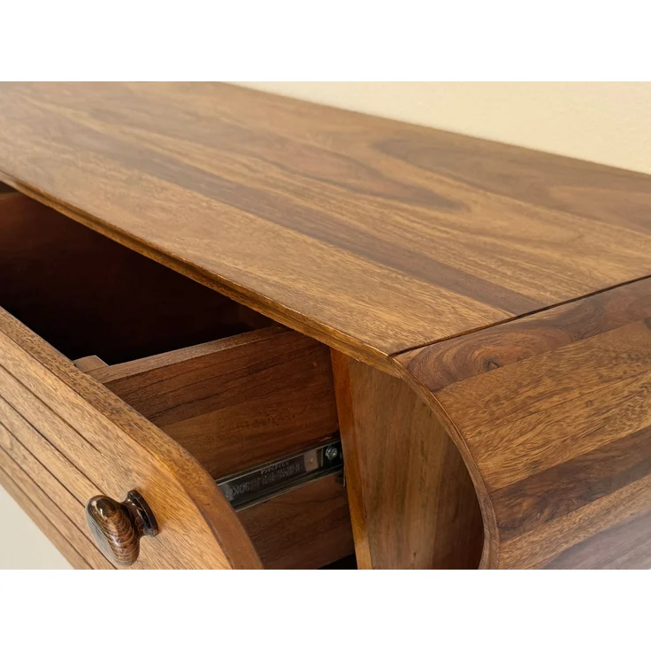 FINEBUY Lowboard TV Board Massivholz 160 cm Retro Schubladen Fächer (zwei Schubladen, 160x50x45 cm, Massivholz Vintage), TV-Schrank Retro Fernsehtisch, TV-Kommode Niedrig – Bild 5