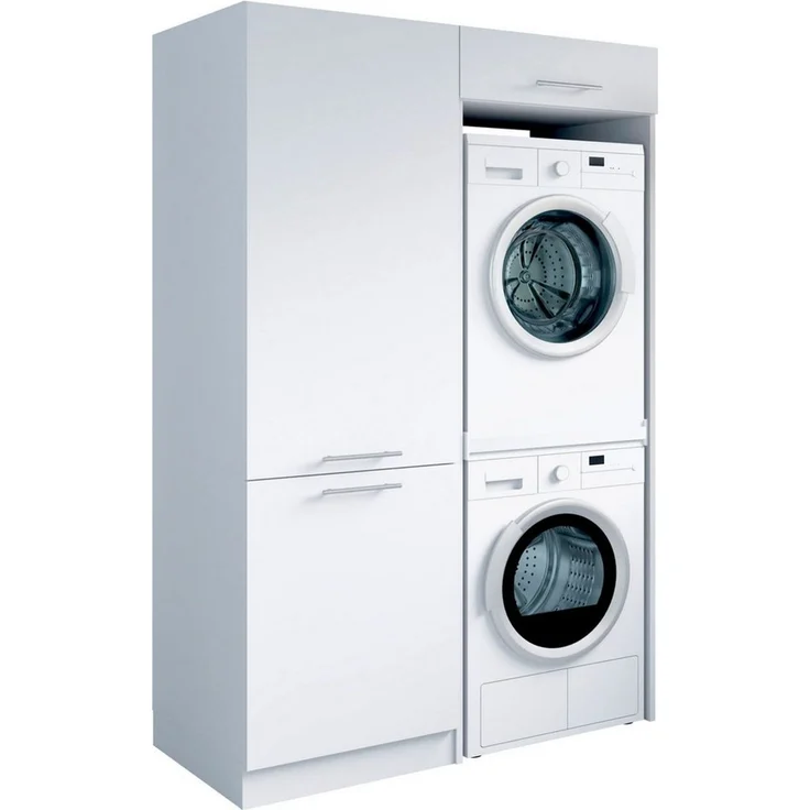 Laundreezy Mehrzweckschrank-Set Laundreezy, 2-tlg. Mehrzweckschrank-Set B/H/T 128/238/68 cm, (2-St), Breite 128 cm, Soft-Close-Funktion, höhenverstellbare Füße – Bild 5