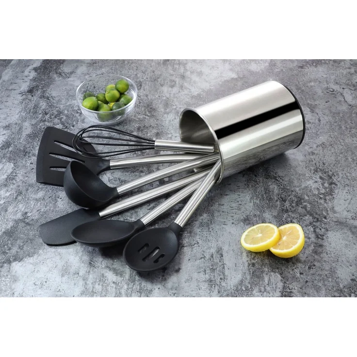 ECHTWERK Küchenorganizer-Set, (Set, 7-tlg), Kochbesteck mit Edelstahlgriff, Antihaft-Silikon, mit Utensilienhalter – Bild 2