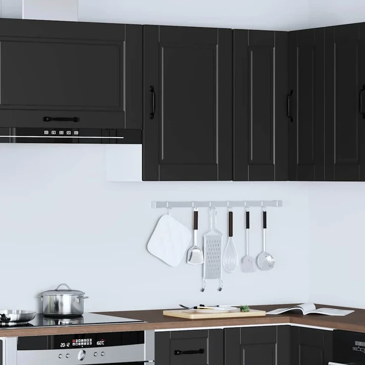 vidaXL Küchen-Hängeschrank Porto Schwarz Holzwerkstoff 854028 – Bild 4