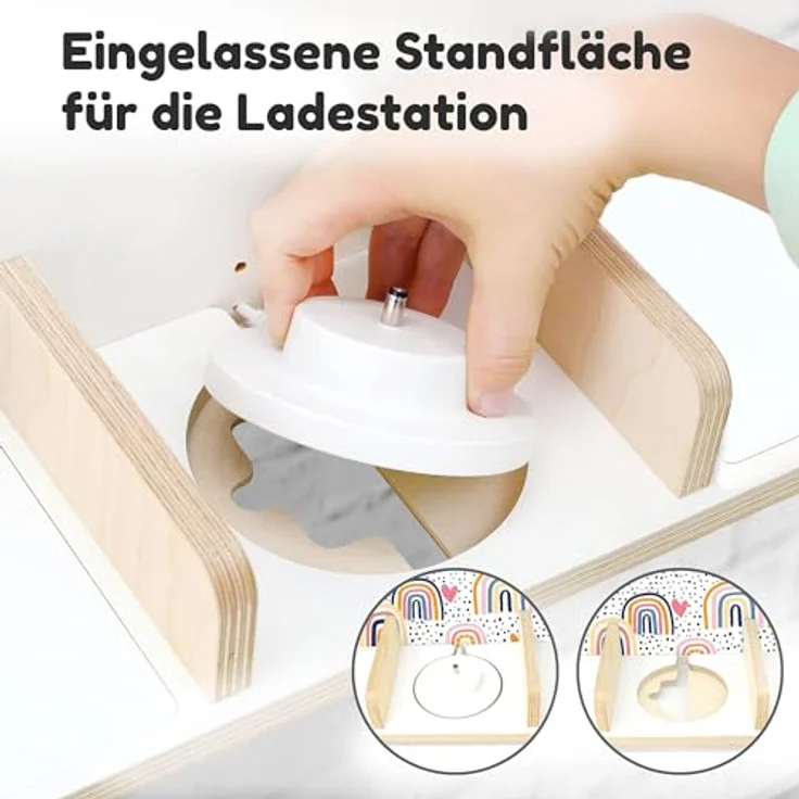 stadtecken Holzregal für Musikbox I Geeignet für die Toniebox und ca. 50 Tonies I Perfekte Tonie Aufbewahrung im Kinderzimmer I Zum Aufstellen oder Aufhängen I Follow The Rainbow, groß – Bild 9