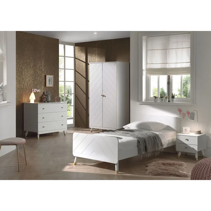 Vipack 'BILLY' Jugendzimmer Set 4-tlg. best. aus: Bett 90x200 cm, Nachtkonsole, Kleiderschrank 2-trg. und Schubladen Kommode