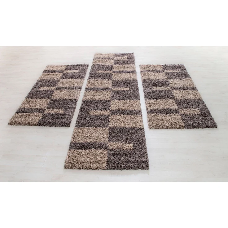 Carpettex Hochflor-Bettumrandung Unicolor - Einfarbig, Höhe 30 mm, (Bett-Set, 3-tlg, Bettvorlage), Schlafzimmer Teppich Bettumrandung Läufer Set 3 teilig – Bild 5