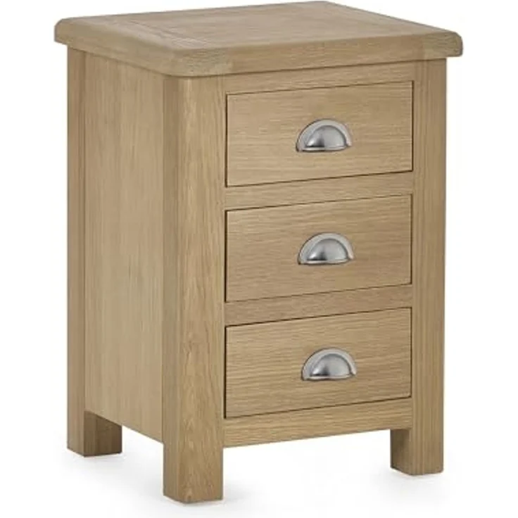 Julian Bowen Nachttisch „Memphis“, gekalkte Eiche, 3 Schubladen – Bild 2