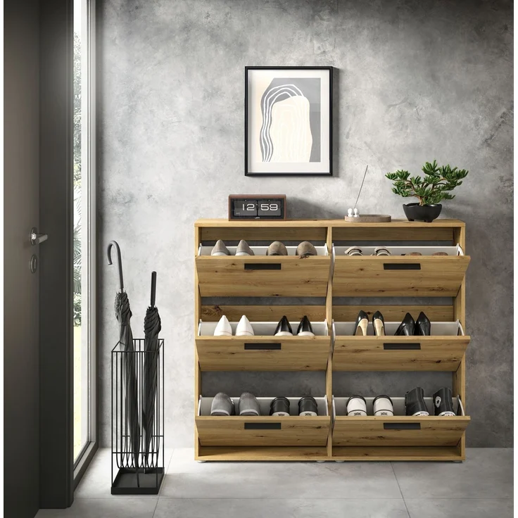 Schuhkipper >See< in Eiche Artisan, Melaminbeschichtet - 116x103x17cm (BxHxT) – Bild 7