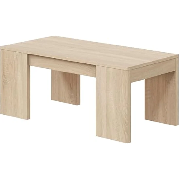 Calicosy Couchtisch Eiche Artisan, hochklappbar, 50x43x100 cm, mit Staufach und ABS-Gleitern – Bild 5