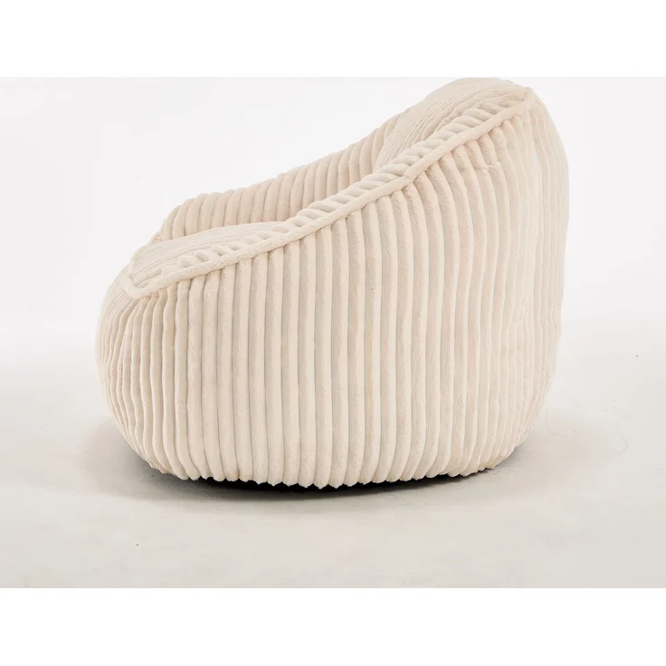 Bean Bag Stuhl mit Memory-Schaumstofffüllung, gestreifter Blasen-Plüsch, flauschig, gemütlich, gemütlicher Sofa für Wohnzimmer, Wohnungen und Schlafsäle--Beige--98x92x73cm--YOUDENOVA – Bild 8