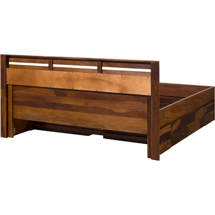 Bett mit Schubladen Sheesham 200x200x90 walnuss gewachst TORONTO LUX #259 – Bild 8