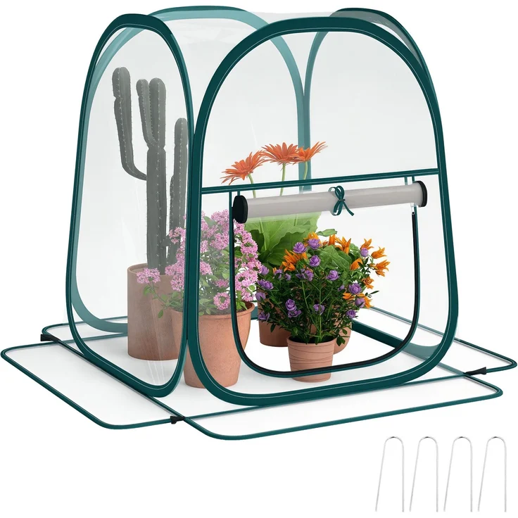MELAYR, Mini-faltbares Pop-up-Gewächshaus für den Außenbereich, 70 x 70 x 80 cm, Transparent – Bild 1