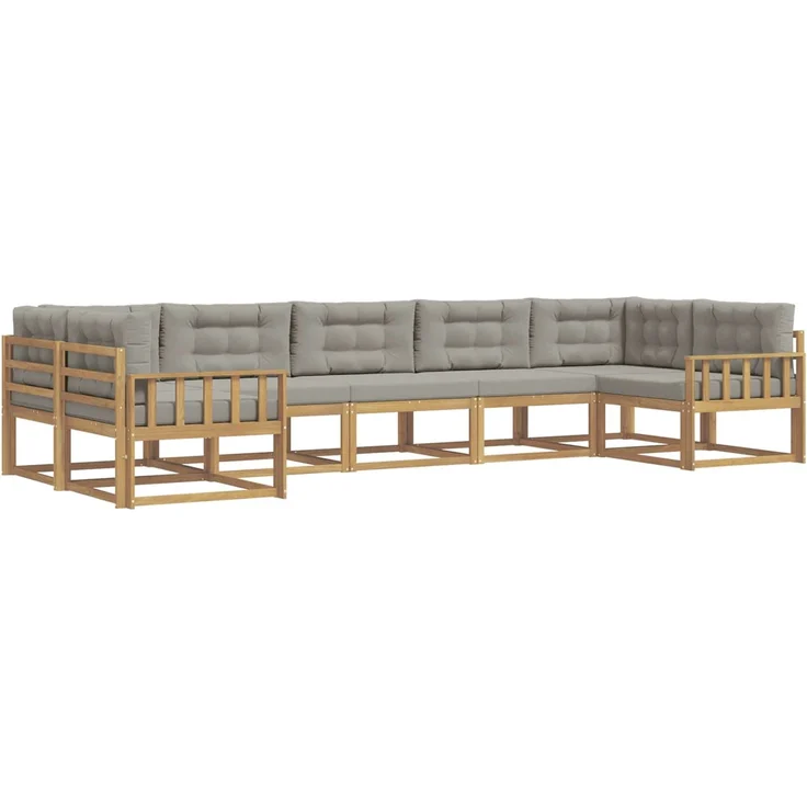 vidaXL Outdoor-Sofagarnitur 7 stk. 7-Sitzer Weiß und Hellgrau 3386965 – Bild 2