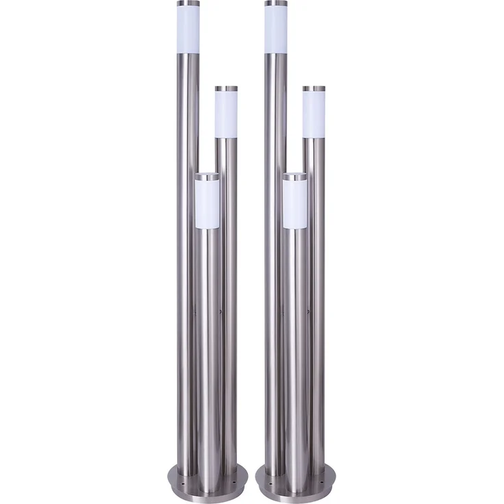 2er Set Stehlampe, Edelstahl silber, 3-Säulen, H 170 cm – Bild 1