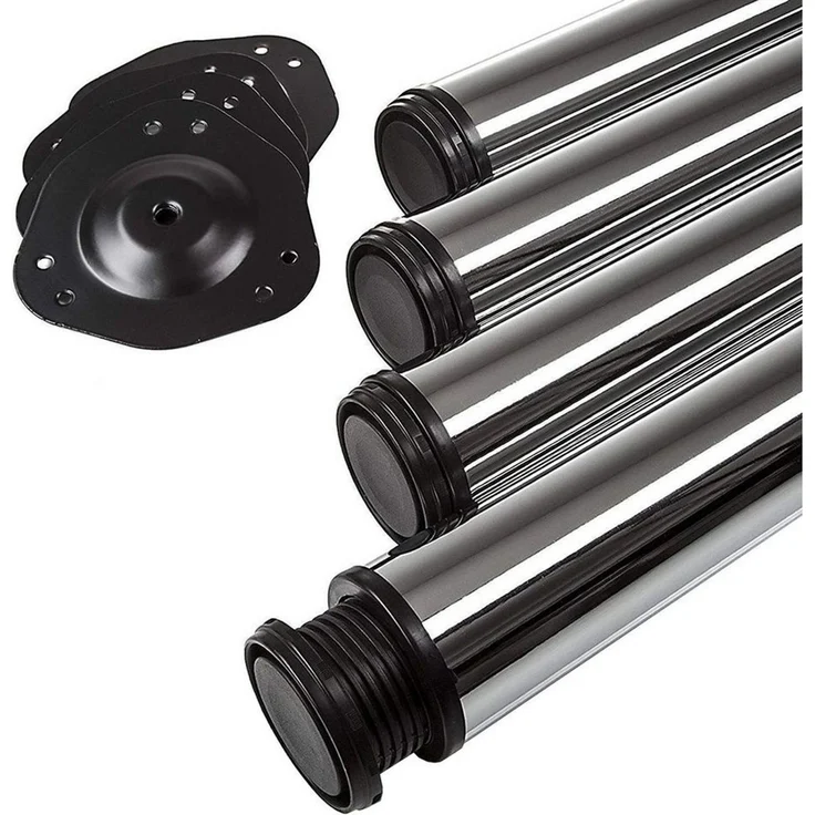 SO-TECH® Tischbein Ø 76 / 80 mm, belastbar bis 75 kg pro Stück, H: 71cm, Stahl, Chrom poliert, höhenverstellbar bis 32mm, 4x – Bild 2