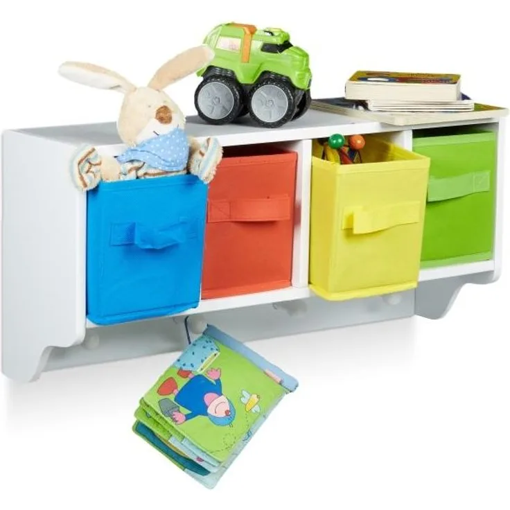Relaxdays Kinder Wandregal ALBUS weiß