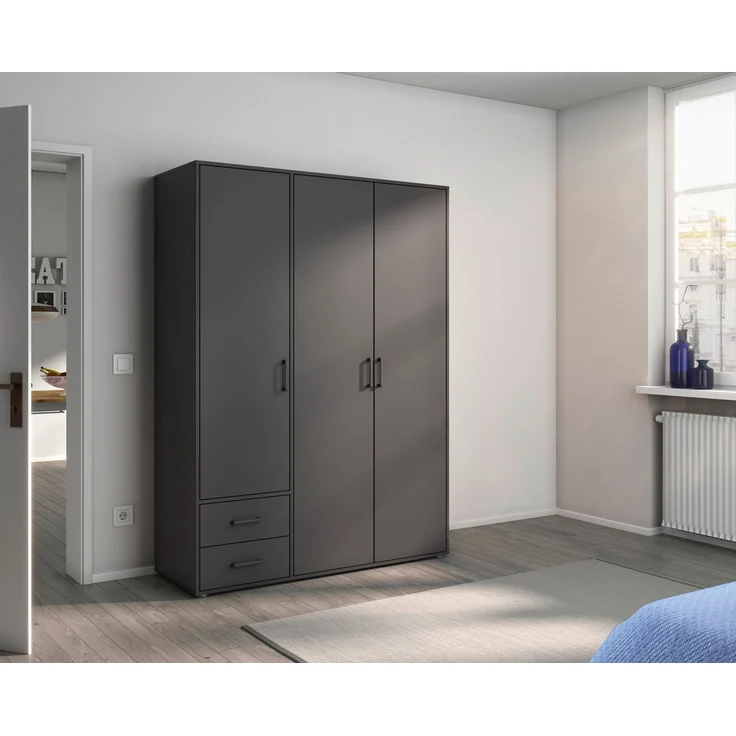Rauch Möbel 'Voyager' Kleiderschrank, Holz, Grau Metallic, Zubehör Classic, Breite 140 cm | mit Schubladen – Bild 2