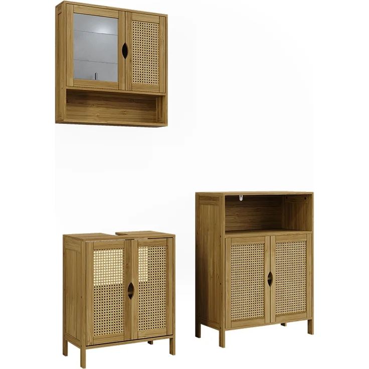 Badmöbel-Set Liora Bambus 3-teilig Vicco – Bild 1