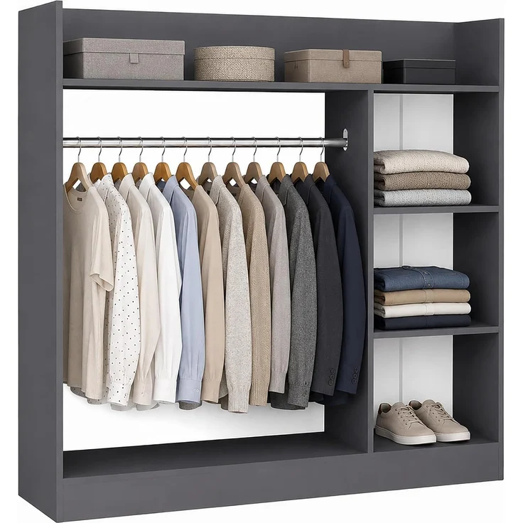 VCM Kleiderregal Palosa 922161 Anthrazit H. 115 x B. 118 x T. 35 cm – Bild 1
