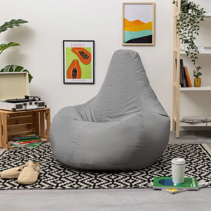 Bean Bag Bazaar Gaming Sitzsack „Recliner“, Gamer Sitzsack für Erwachsene und Kinder, Indoor Outdoor Sitzsack Sessel Gaming mit Füllung (Sitzsack, Grau) – Bild 5