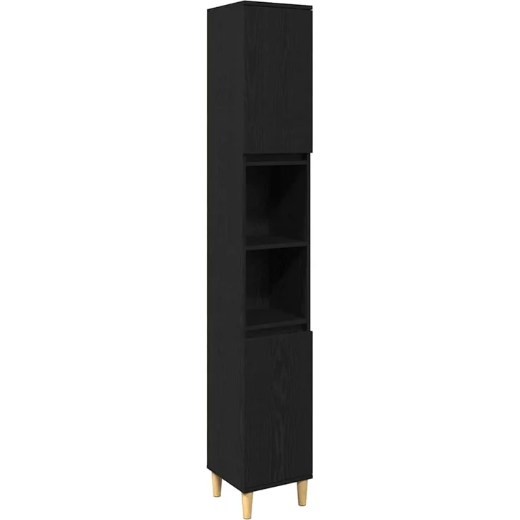 vidaXL Badezimmermöbel-Set mit Speicher 3 pcs Schwarz Holzwerkstoff 3332584 – Bild 1