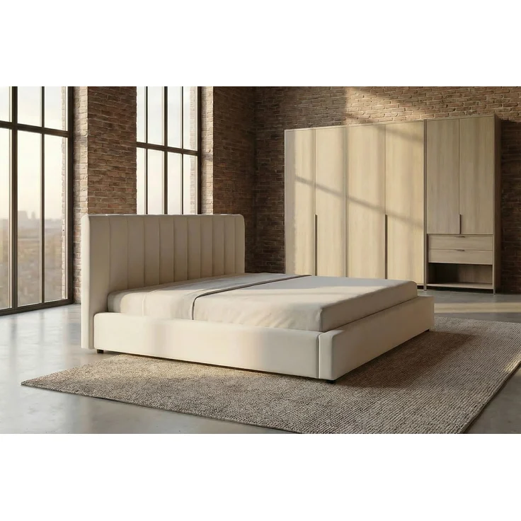 KAWOLA Bett CATTURA Polsterbett Velvet creme 200x200cm mit Lattenrost – Bild 6