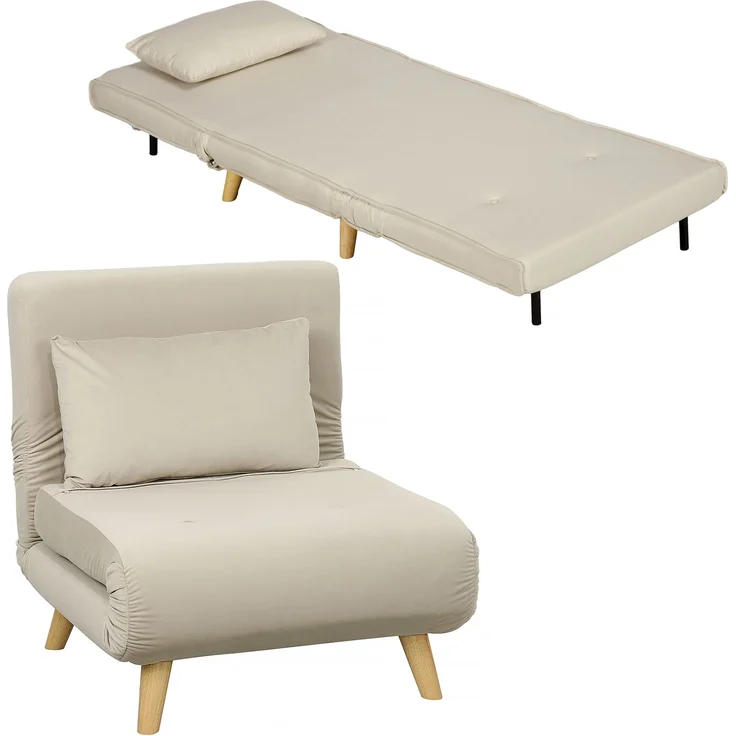 MELAYR, 3-in-1 Schlafsessel, Klappsessel mit Schlaffunktion, 78 x 72 x 79 cm, Beige – Bild 1