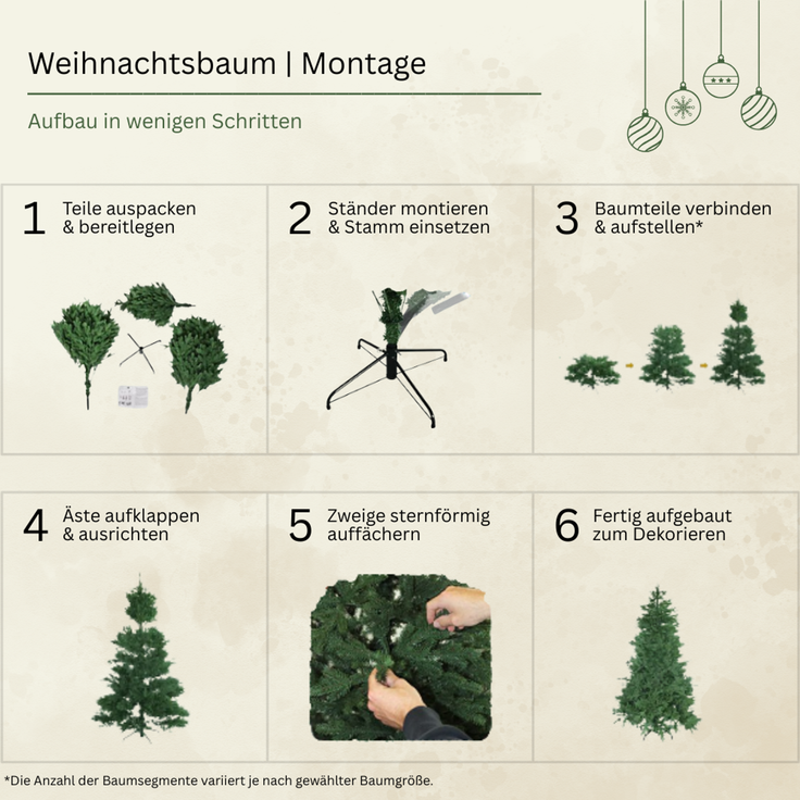 HXT 1101 180 cm künstlicher Weihnachtsbaum inklusive Metallständer, exklusiv & hochwertig, schwer entflammbar – Bild 4
