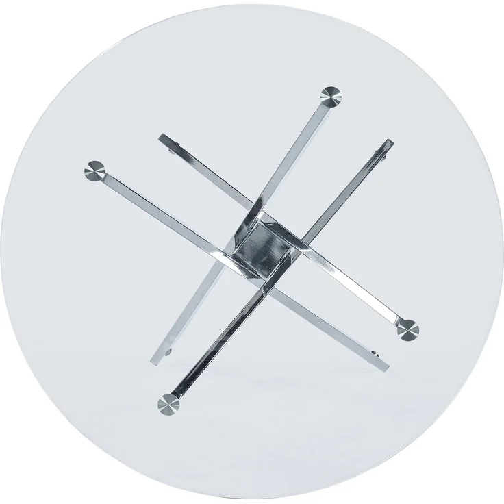 JARDJ Esstisch mit gekreuzten Metallbeinen und Tischplatte aus gehärtetem Glas, moderner, platzsparender Küchentisch für das Wohnzimmer, verchromte Beine, runder Tisch, silberfarbene Beine, 80 x 80 x 75 cm – Bild 9