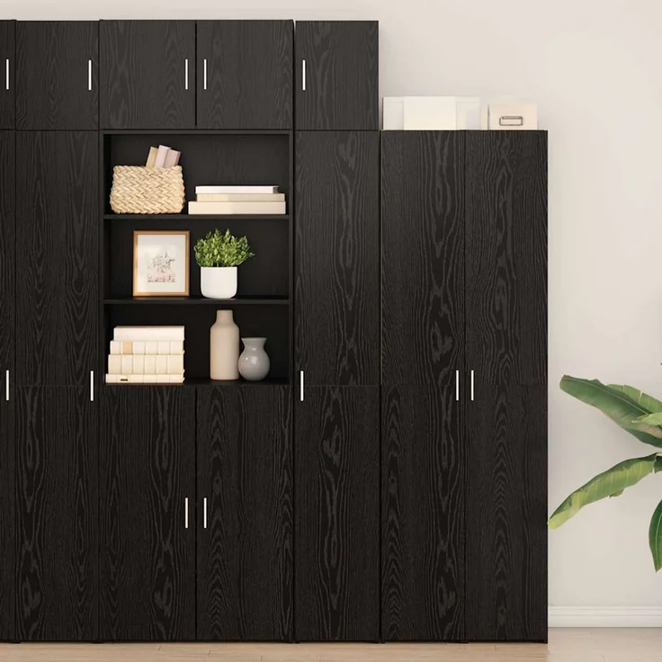vidaXL Lagerschrank mit Regalen Schwarz Eichen-Optik 3365629 – Bild 1