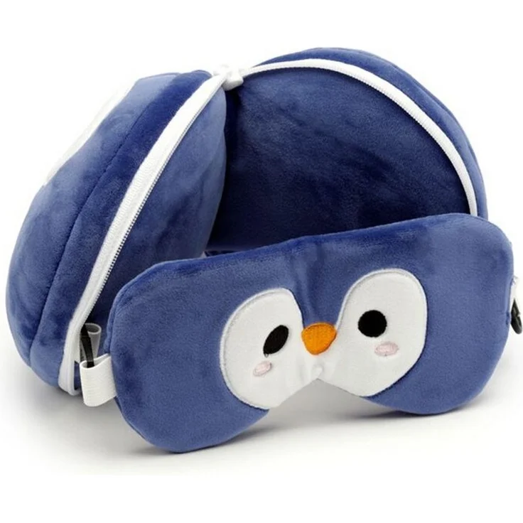 Puckator Reisekissen und Schlafmaske Pinguin, Plüsch, 1-tlg, Kopfkissen, ca. 14 x 27 x 6 cm (geöffnet) – Bild 2