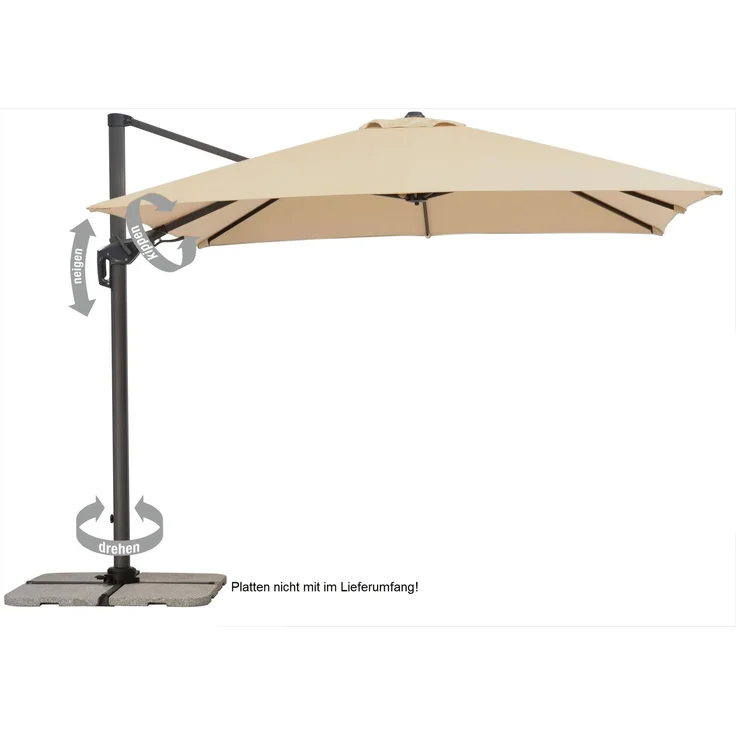 Schneider Schirme Ampelschirm, Rhodos Twist, Natural / Schwarz, 3x3 m – Bild 4