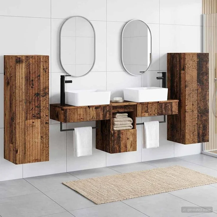 vidaXL Badezimmerschrank-Set 5 stk. Altholz 136 x 35 x 80 cm 3405981 – Bild 1