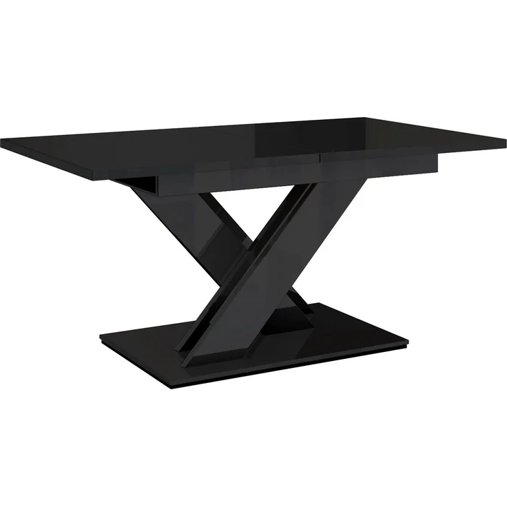 MEBLINI Esstisch Ausziehbar - 140-180x80x75cm - BRONX - Schwarz Hochglanz - Esszimmertisch Modern - Küchentisch - Säulentisch - Ausziehtisch - Dining Table – Bild 1