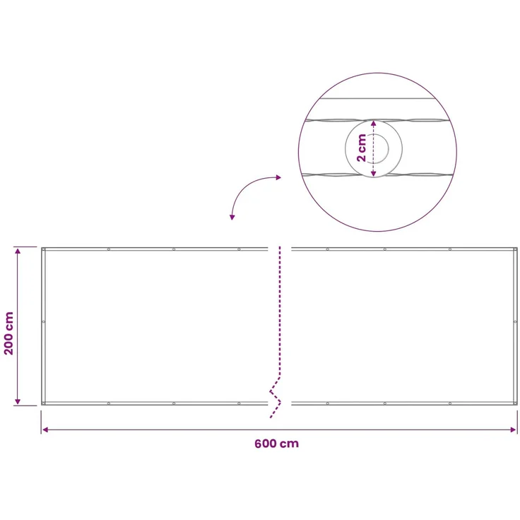 vidaXL Balkon Sichtschutz 200 x 600 cm Stoff mit PU-Beschichtung 42036298 – Bild 7