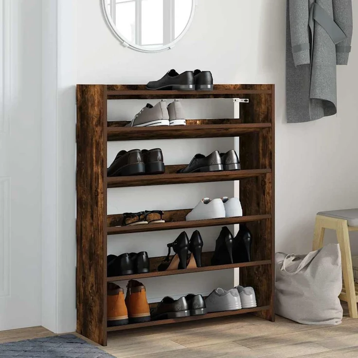 vidaXL Schuhregal Räuchereiche 80x25x100 cm Holzwerkstoff 859900 – Bild 2