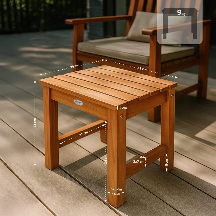 CLP Beistelltisch Frankton Teakholz Sitzhocker Fußhocker wetterfest Garten Terrasse,teak – Bild 2