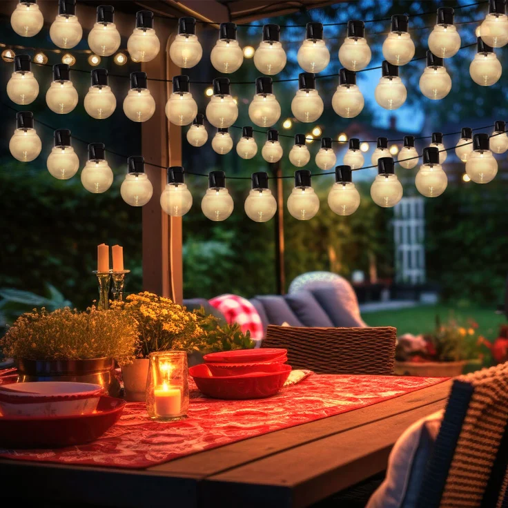 LED Solar Lichterkette, 24x Glühbirnen, L 660 cm – Bild 5