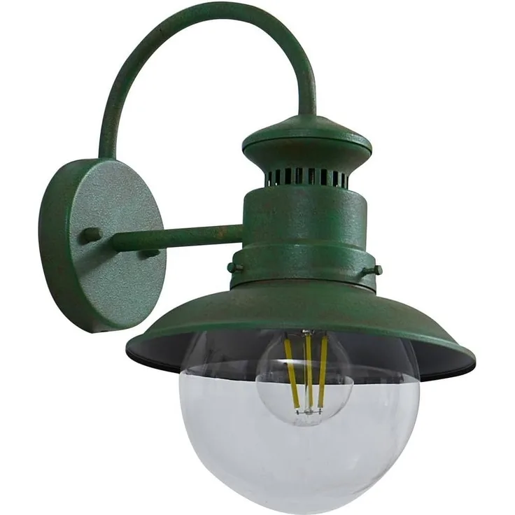 Lindby Außen-Wandleuchte Celinor, Metall, Grün IP44, 1 x 15 W LED