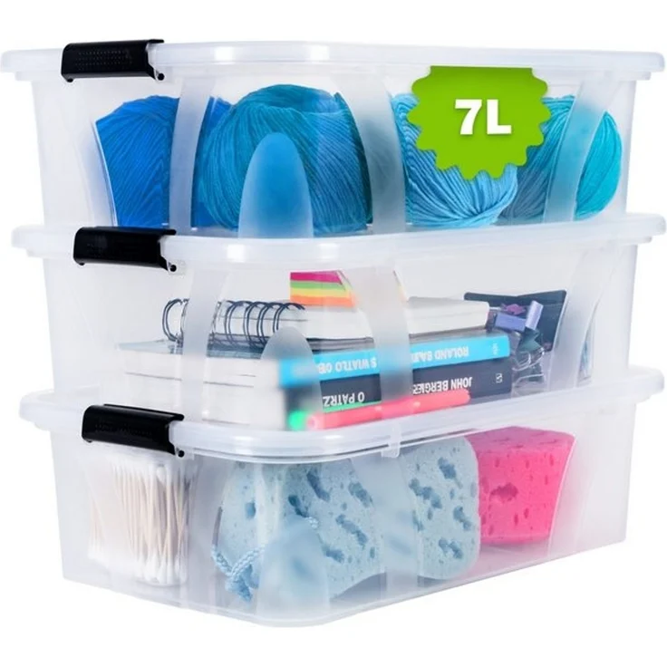 KONZEPT Aufbewahrungsbox mit Deckel groß Set BPA Frei Kunststoff, Aufbewahrungsboxen mit deckel (Set, 3 Boxen), lebensmittelecht – Bild 4