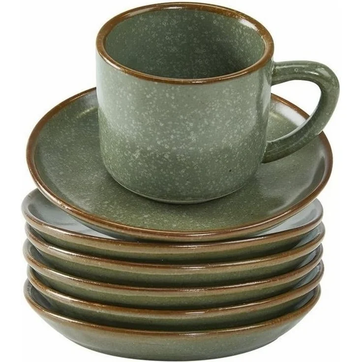 Mirabeau Geschirr-Set Tasse mit Untertasse 6er Set Biarré türkis/braun, Steinzeug – Bild 5