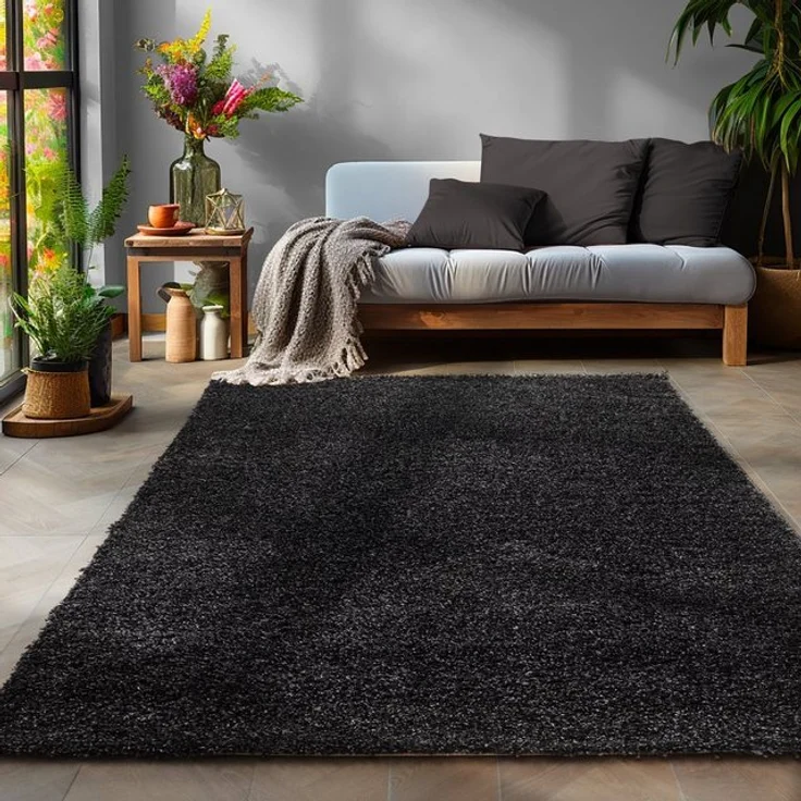SIMPEX24 Teppich Unicolor - Einfarbig, Läufer, Höhe: 30 mm, Einfarbig Shaggy Teppich Wohnzimmer Langflor Versch. Farben und Größen – Bild 4