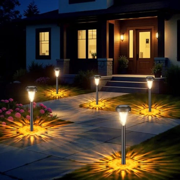FIFlying Solarlampen für Außen, 12 Stück Warmweiß LED Solarleuchten Garten Deko, IP65 Wasserdichte Terrasse Solarlampe für Rasen, Hof, Wege, Garten, Außen, Beleuchtung der Garageneinfahrt – Bild 2