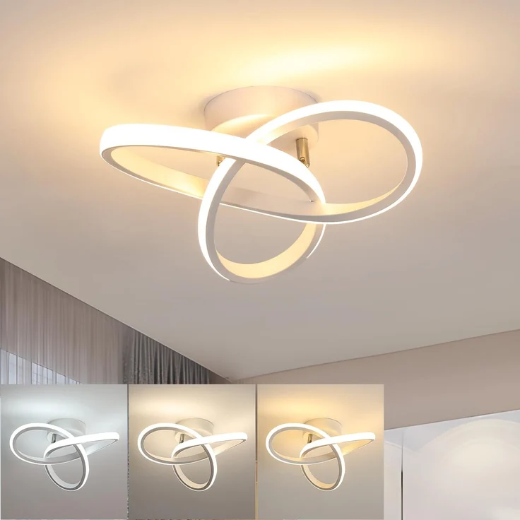 Goeco LED Deckenleuchte, 20W 2200LM Moderne LED Deckenlampe, 3000K/4500K/6500K Weiß Deckenleuchte Innen für Küche Flur, Schaltsteuerung 3000K/4500K/6500K