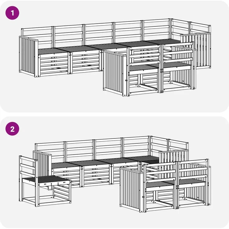 vidaXL Outdoor-Sofagarnitur 8 stk. 8-Sitzer Weiß Massivholz Akazie 3392029 – Bild 6